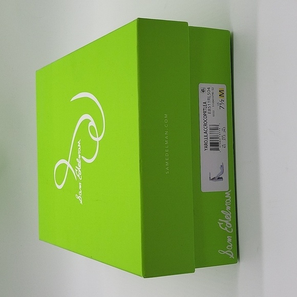 784- Sam Edelman Yaro Lilac Croc Embossed Leather Block Heel Sandals 7.5 M NWT - Picture 11 of 12